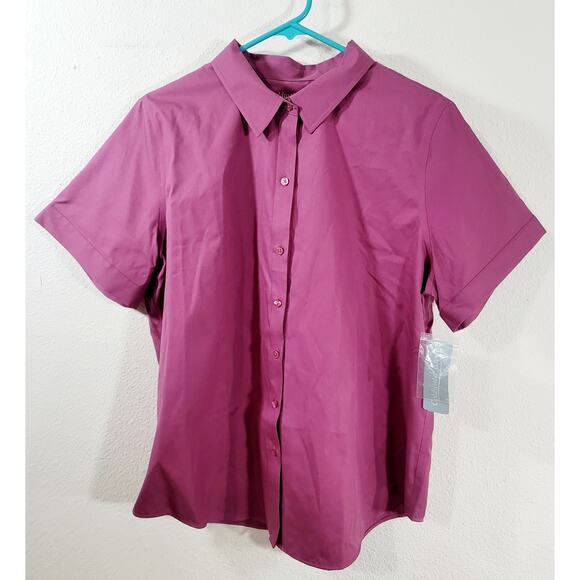 Coldwater Creek Deep Zinnia Purple Pink Button Up 16 Short Sleeves New With Tags - Picture 8 of 8